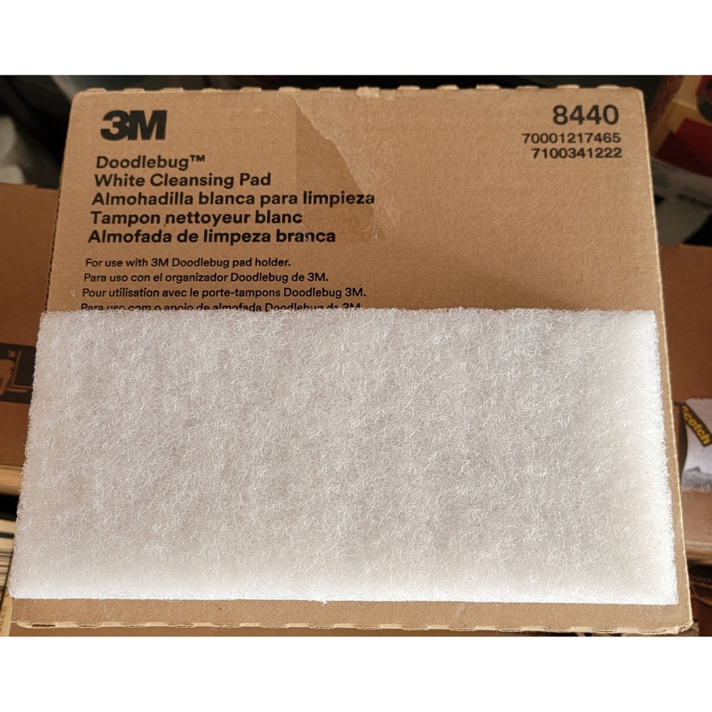 3M Doodlebug White Cleansing Pad 8440 Light Duty Cleaning 10 Pack 4.6x10in